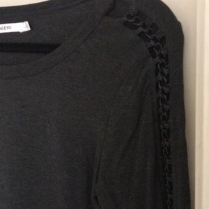 BAILEY44 Charcoal Gray Long Sleeve Top Black Chain Sleeve Detail